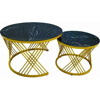 ЕВРОМАР Luna - комплект кръгли маси черно/златно (100.002.0326)