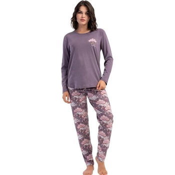 Дамска макси пижама с дълъг ръкав в пастелно лилаво