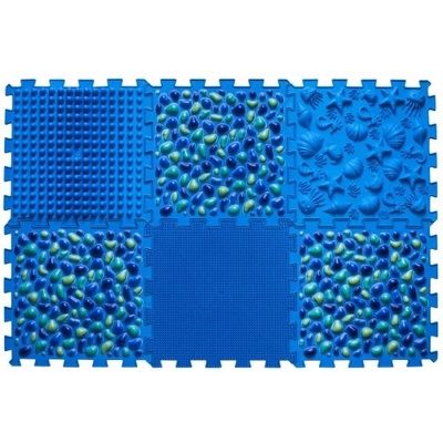 Ortek Масажна ортопедична подложка Пъзел "Mix" 6 елемента Син камък