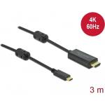 Delock Активен USB Type-C - HDMI кабел (DP Alt Mode) 4K 60 Hz, дължина 3 метра