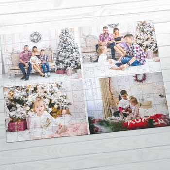 Image 1 of Art gift Картонен пъзел А4 с колаж от 4 ваши снимки