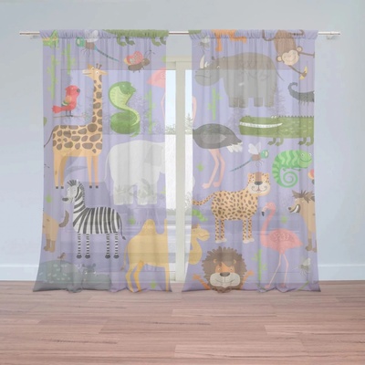 Záclony Animované safari: 2 ks - 150x250 cm - Sablio