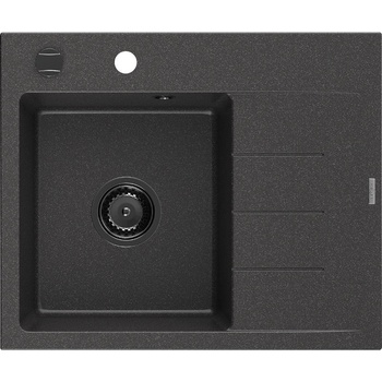 Mexen Ben гранитна мивка с 1 отделение и отцеждач, лява 600 x 500 мм, черно (6522605000-76-B)