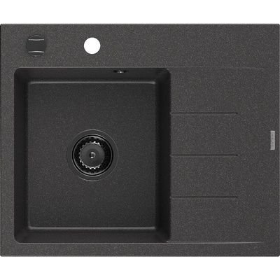 Mexen Ben гранитна мивка с 1 отделение и отцеждач, лява 600 x 500 мм, черно (6522605000-76-B)