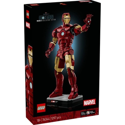 | Marvel Iron Man Mark 3 Collectors Edition - Avengers Building Set for Adults - Model Building with Minifigure, Stand and Nameplate - Creative Gift for Men, Women and All Fans - 76344