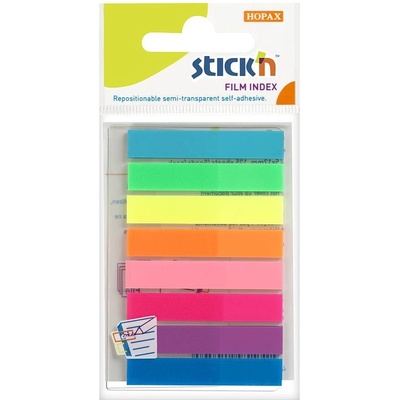 Záložky samolepicí Stick´n 45 x 8 mm, plast, 8 x 20 lístků – Hledejceny.cz