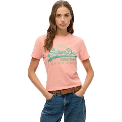 Тениска Superdry Vl Rhinestone Slim short sleeve T-shirt - Orange (Peach Amber)