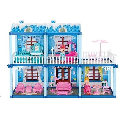 Frozen Двуетажна къща с кукла и обзавеждане в синьо