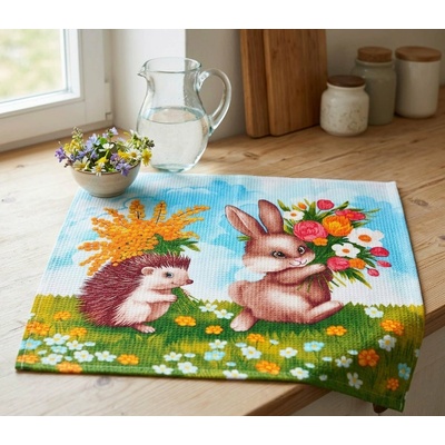 Bellatex 321 ZAJÍČEK A JEŽEČEK 50 x 60 cm modrá