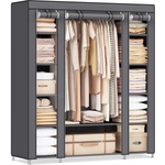 SONGMICS Wardrobe, Fabric Cupboard, 12 with Clothes Rail and Shelves, Sturdy Cupboard, for Bedroom, Dressing Room, 150 x 45 x 175 cm, Gray LSF03G (SONGMICS)