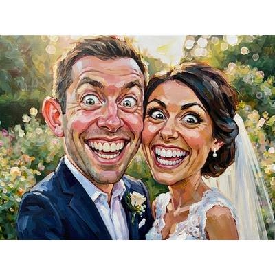 Karikatúra na mieru z fotky – vtipný darček na plátne - 50x50 cm