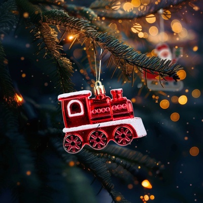 Family Lesklá vánoční ozdoba lokomotiva
