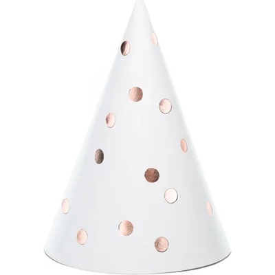 PartyDeco Шапки за парти - Бели на точки