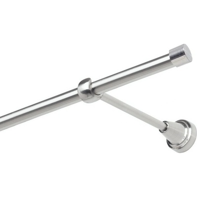 OK-GarnýžeCZ Garnýž kovová jednořadá 19mm Pullo nerez 170 cm do stěny / na tunýlek - bez kroužků