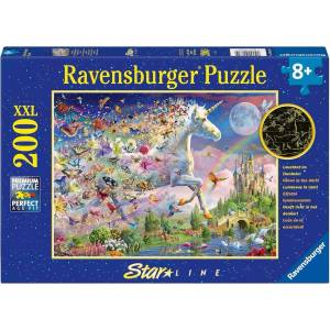 Ravensburger Светещ пъзел Ravensburger от 200 XXL части - Пеперуди и еднорог (12000872) - ozone