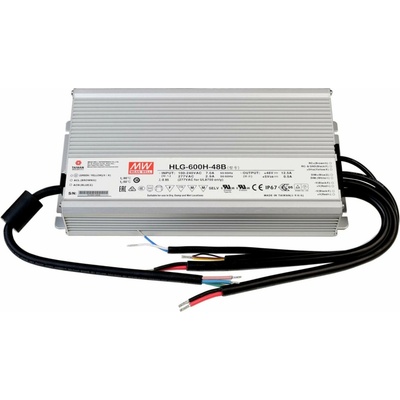 Meanwell LED-napájení DIM, CV, HLG-600H-48B konstantní napětí 0-12500 mA IP67 stmívatelné 48V DC 600,00 W 872126