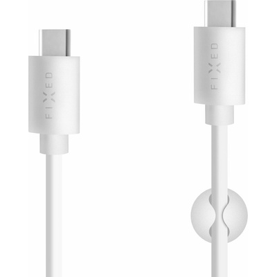 Dlhý dátový a nabíjací kábel FIXED s konektormi USB-C/USB-C a podporou PD, USB 2.0, 2 metre, 60 W, biely
