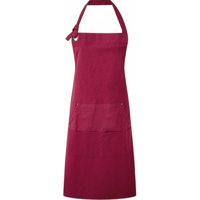 Premier Workwear Těžká odolná plátěnná zástěra s oversize očky pro upevnění kolem krku Vínová 72x86cm PW137