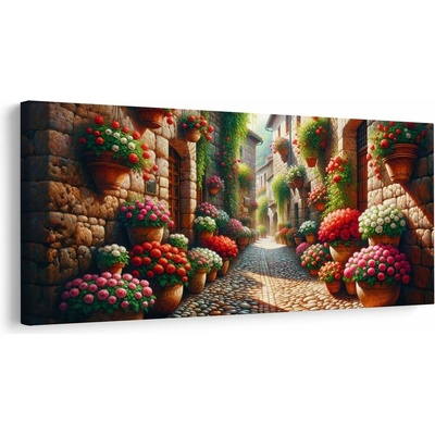 Obraz ulice plná květin - 60x30