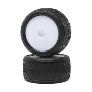 Losi Задна гума с джанта BK Bar, бял диск (2): Mini-B