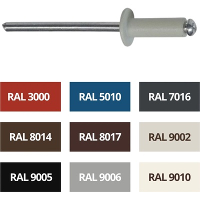 DIN 7337 4x10 Al/St Bílý hliník (RAL9006) nýt s trnem, plochá hlava, Al/St – Sleviste.cz