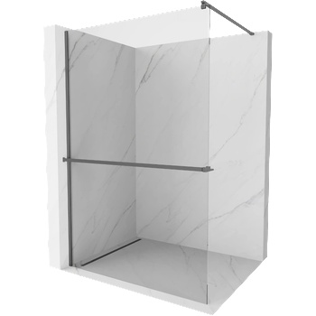 Mexen Kioto+ стъклена душ стена с рафт Walk-in 125 x 200 см, прозрачен, пистолет метал - 800-125-121-95-00 (800-125-121-95-00)