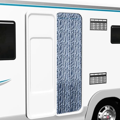 vidaXL Завеса против насекоми синьо бяло и сребристо 56x185 см шенил (284273)