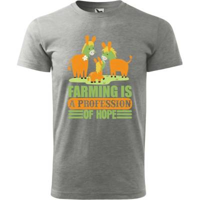 Dobrý Triko pánské tričko Farming Tmavě šedý melír