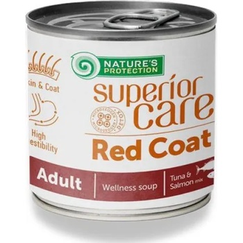 AKVATERA Nature's Protection Superior Care Wellness Soup for Red Coat Dogs With Tuna & Salmon - супа за кучета с червена козина с риба тон и сьомга, 6 х 140 мл