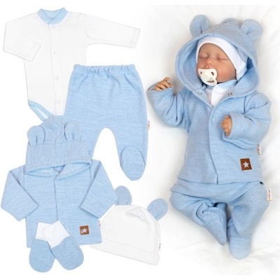 Baby Nellys Pletená sada oblečenia pre bábätko Star 5D -modrá