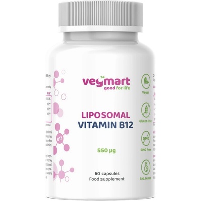 Vegmart Lipozomálny Vitamín B12 metylkobalamín 550 µg, 60 kapsúl