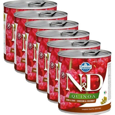 N&D Quinoa Dog Adult Skin & Coat Venison & Coconut 6 x 285 g