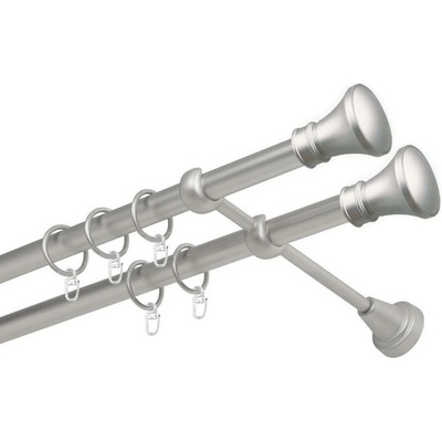 OK-GarnýžeCZ Garnýž kovová dvouřadá 16mm Koloseo double satina 120 cm do stěny / kroužky s háčkem