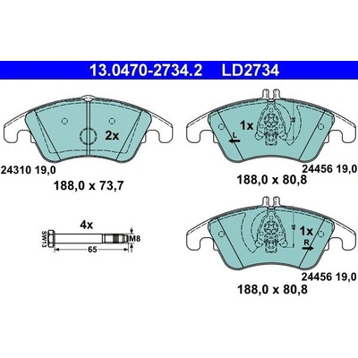Sada brzdových platničiek kotúčovej brzdy ATE 13.0470-2734.2 13.0470-2734.2