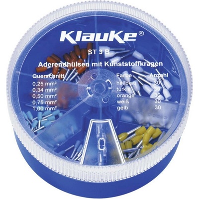 Klauke ST3B sada dutiniek 0.25 mm², 0.34 mm², 0.5 mm², 0.75 mm², 1 mm² čiastočne izolované svetlomodrá, biela, žltá, ora