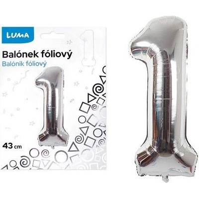 Luma Balónek foliový č.1 STŘÍBRNÝ 43 cm