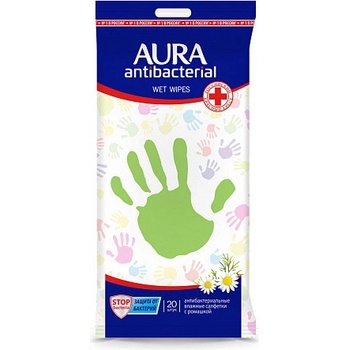 Aura antibakteriální vlhčené ubrousky na ruce 20 ks