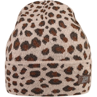 Dráče Merino pletená čiapka Dráča Urban svetlo hnedá šedá leopard Hnedá