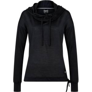 super. natural Дамски вълнен пуловер super. natural Women's Funnel Hoody - Jet Black - размер XL (117-0865-0215)
