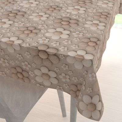 Biante obdĺžnikový obrus Terra TRA-005 Pletené kvety na sivobéžovom 140x160 cm