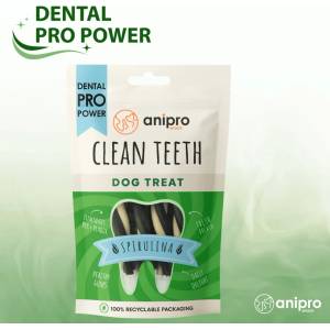anipro Dental Pro Power - усукани солети трицветни със спирулина, 84 г