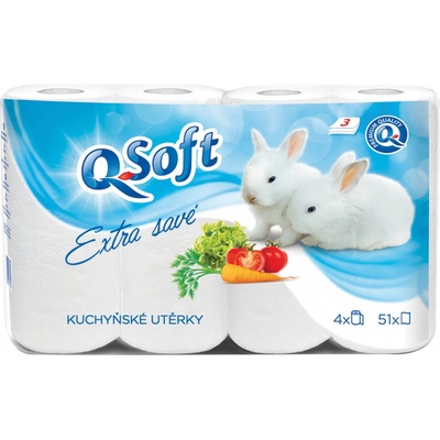 Q-Soft Kuchynské utierky extra savé 3 vrstvové 4 ks