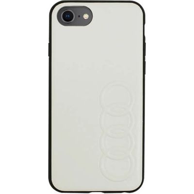 Кожен кейс за iPhone SE (2022), iPhone SE (2020), iPhone 8, iPhone 7 - Audi Leather Hard Case (бял) (AU-TPUPCIP8-TT/D1-WE)