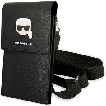 KARL LAGERFELD Karl Lagerfeld KLWBSAKHPK Metal Karl Head чанта за телефон, Черен (KLD1201)