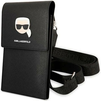 KARL LAGERFELD Karl Lagerfeld KLWBSAKHPK Metal Karl Head чанта за телефон, Черен (KLD1201)