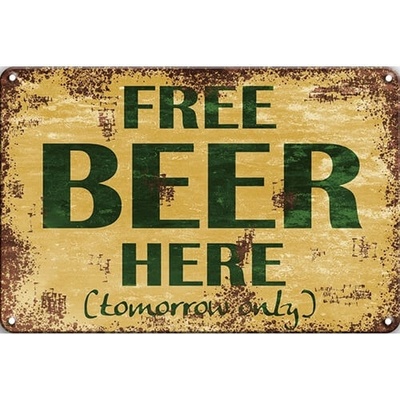 Ceduľa Free Beer here
