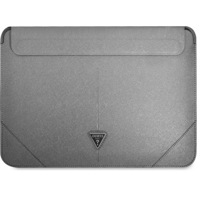 Guess Saffiano Triangle Metal Logo 3666339039882 stříbrná