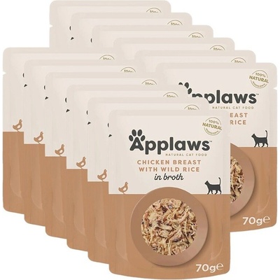 Applaws s kuřecími prsy a divokou rýží ve vývaru 12 x 70 g