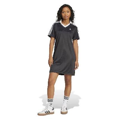 Рокля Adidas Originals Adicolor Football Jacquard V Neck short sleeve short dress - Black (Black)