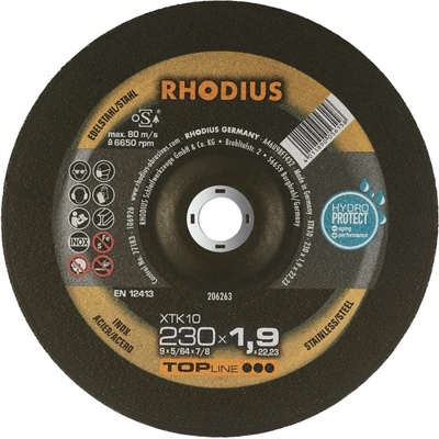RHODIUS Extra tenký řezný kotouč XTK10 230 x 1,9 x 22,23 TOPline 206263